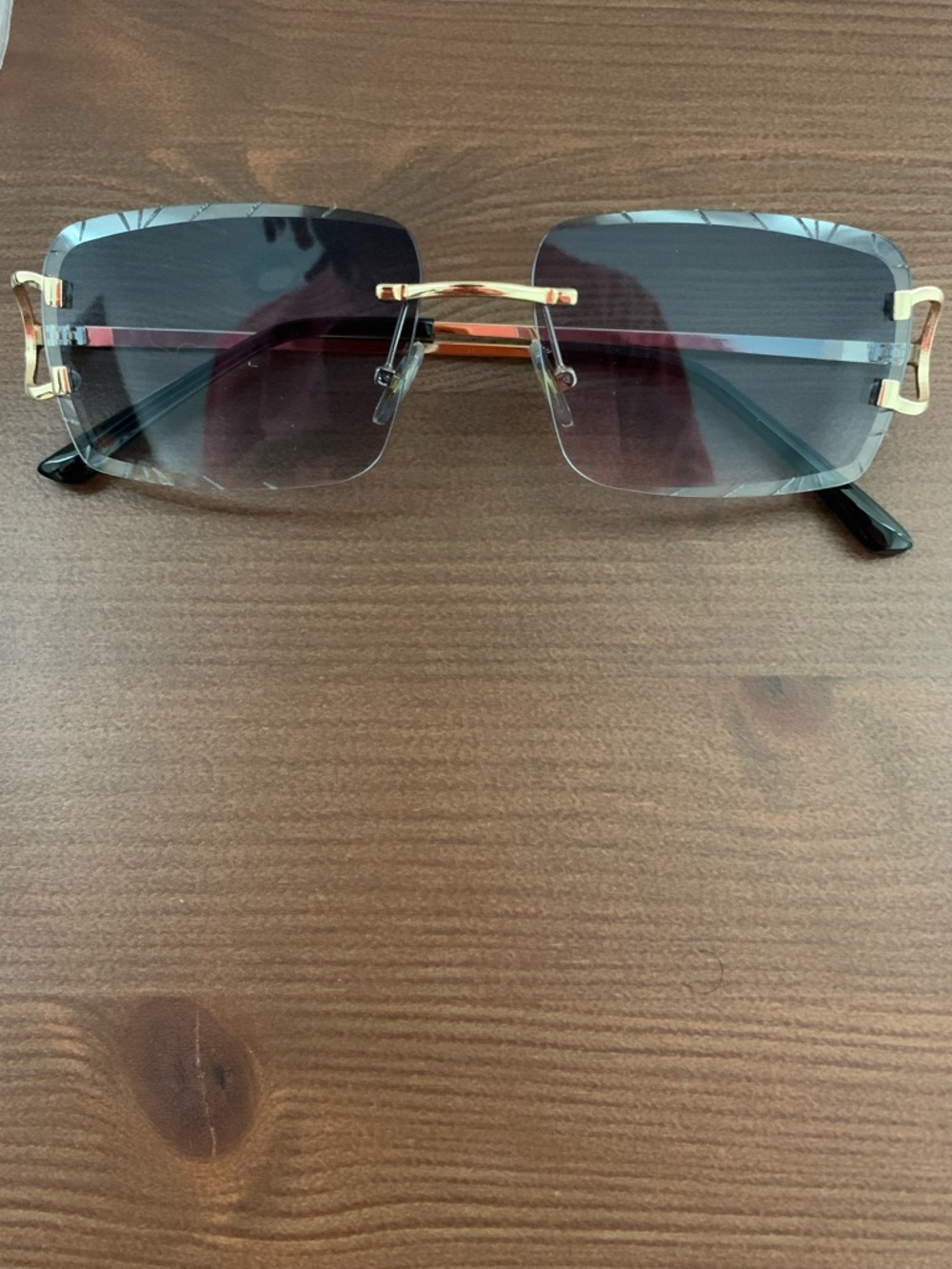 Men's Gold-Accent Black Gradient Rimless Sunglasses